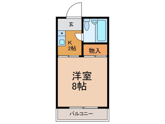 グリーンブリッジA棟(1K/2階)の間取り写真