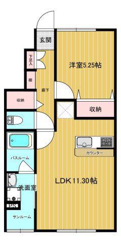 ON THE ROAD(1LDK/1階)の間取り写真