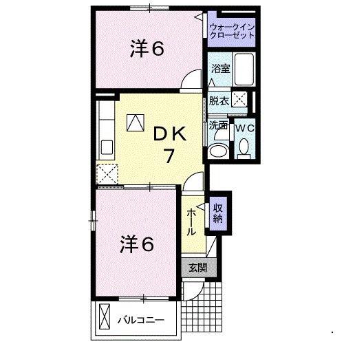 ルクソールいずみ(2DK/1階)の間取り写真