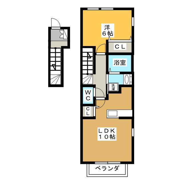ブリアンオーブ(1LDK/2階)の間取り写真
