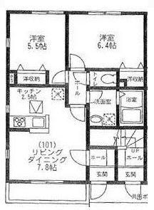 カーサ湘南台II(2LDK/1階)の間取り写真