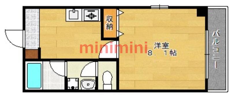 グリーンハイツ豊川II(1K/2階)の間取り写真