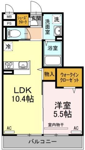 リルシア(1LDK/2階)の間取り写真
