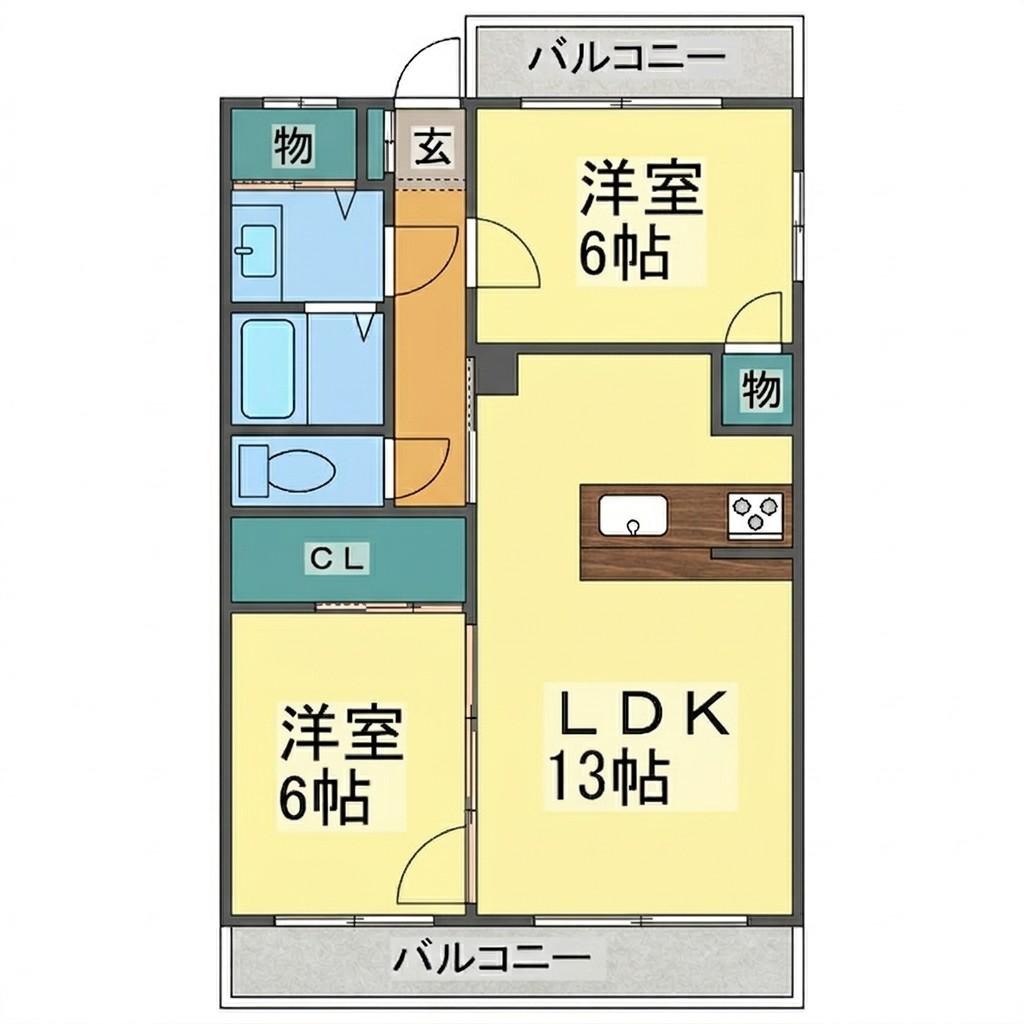マルカハイツ(2LDK/3階)の間取り写真