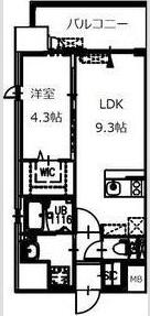 QUINTET NAMBA(1LDK/11階)の間取り写真