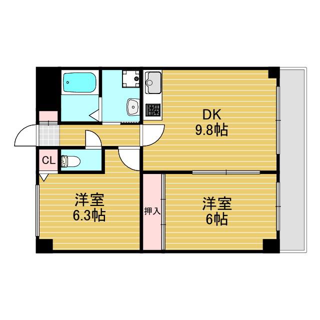 パークサイドテラス(2DK/1階)の間取り写真