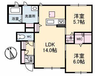 エルヴィータ(2LDK/1階)の間取り写真