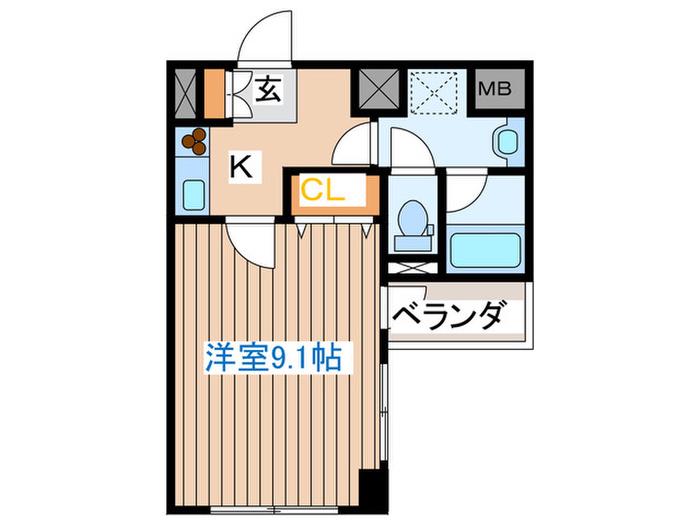 ガーネットヒルズ上杉(1K/2階)の間取り写真