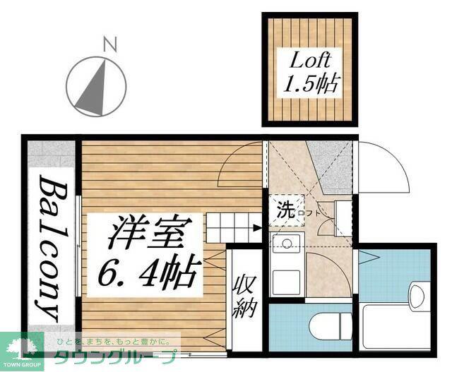 ベルトピア熊谷7(1K/2階)の間取り写真