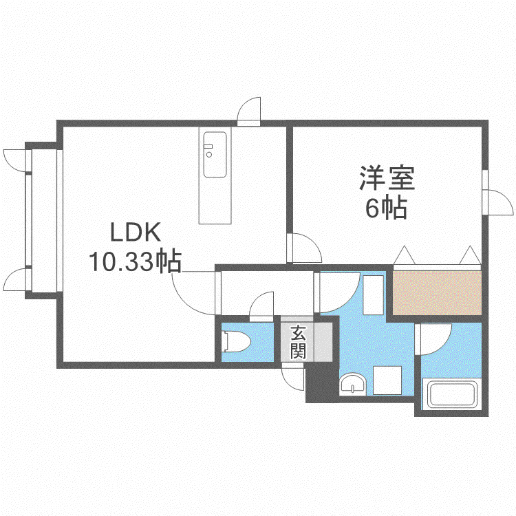 パロス栄通15(1LDK/1階)の間取り写真