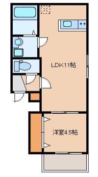 リテラ井尻ウエスト(1LDK/1階)の間取り写真
