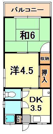 COLORE高取山(2K/2階)の間取り写真