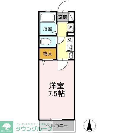 マリンコート姪浜 I棟(1K/1階)の間取り写真