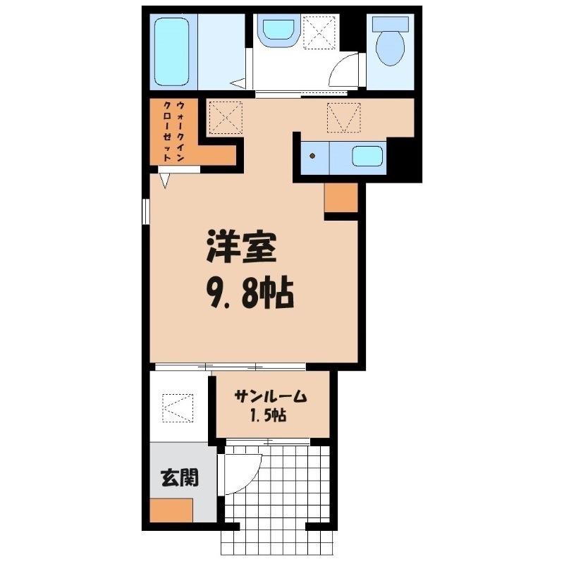 東武小泉線 西小泉駅 徒歩34分 2階建 新築(ワンルーム/1階)の間取り写真
