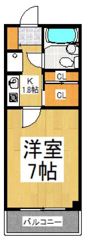 クレベール久米川(1K/4階)の間取り写真