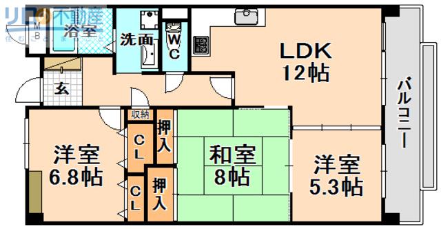 マトック荻野(3LDK/4階)の間取り写真