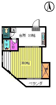 サンレモ(1K/1階)の間取り写真