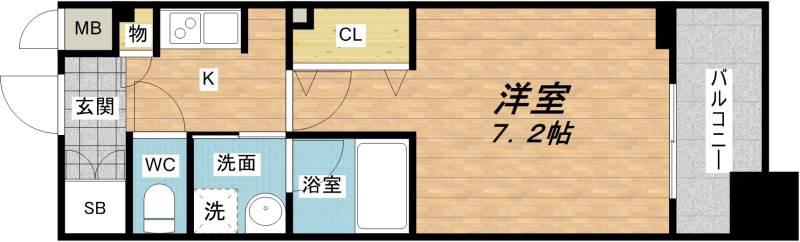 カスタリア堺筋本町(1K/11階)の間取り写真