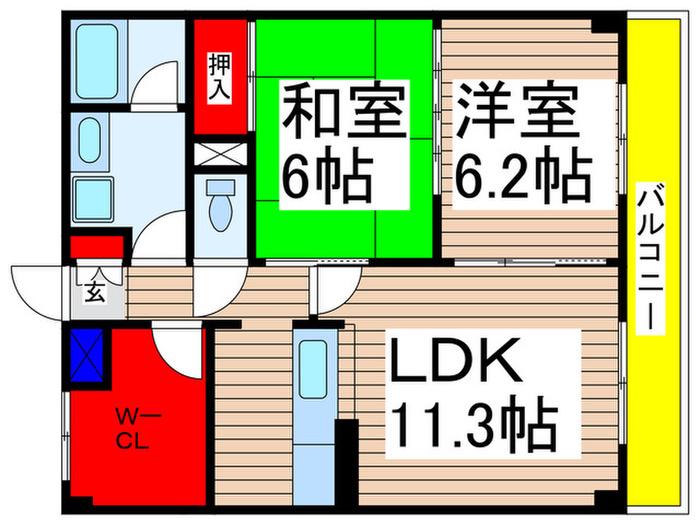 ガーデンヒルズ和光7(2LDK/3階)の間取り写真