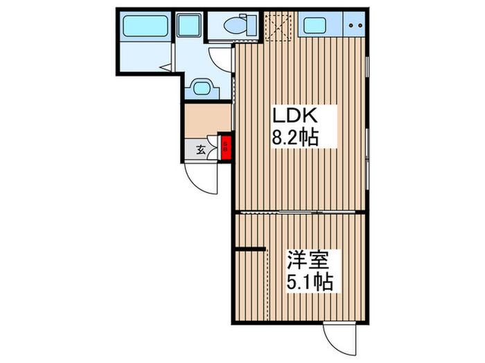 ピークヴィレ東向島(1LDK/1階)の間取り写真