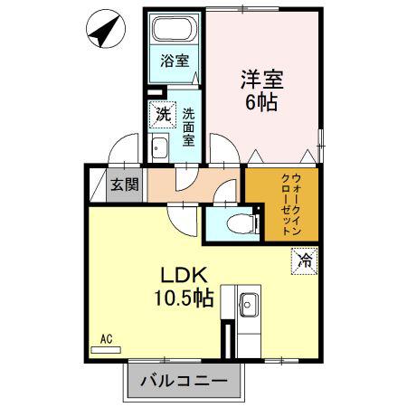 セジュール宮前 壱番館/弐番館(1LDK/2階)の間取り写真