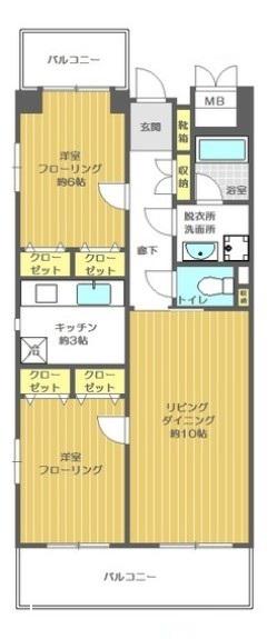 フィールランド(2LDK/5階)の間取り写真