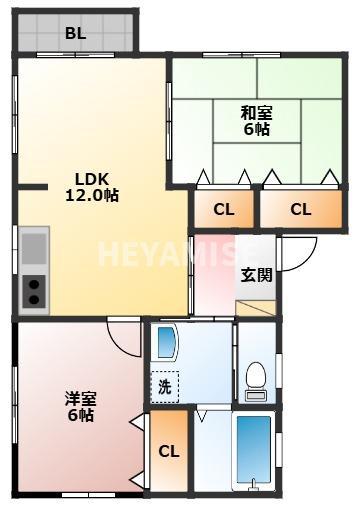 コーポ・平山(2LDK/2階)の間取り写真