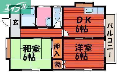 サンシティーA(2DK/2階)の間取り写真
