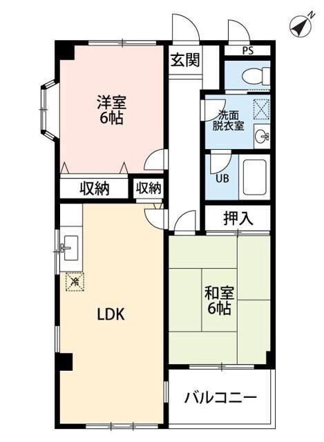 クオーレ都町(2LDK/2階)の間取り写真