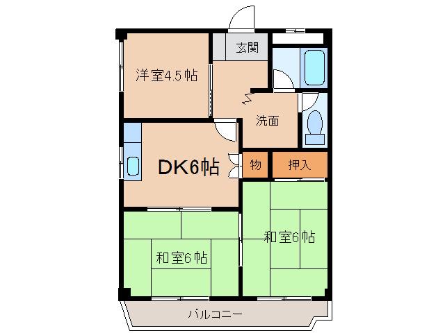 桜井ハイツ(3DK/4階)の間取り写真
