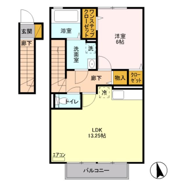グランシャリオ万願寺(1LDK/2階)の間取り写真