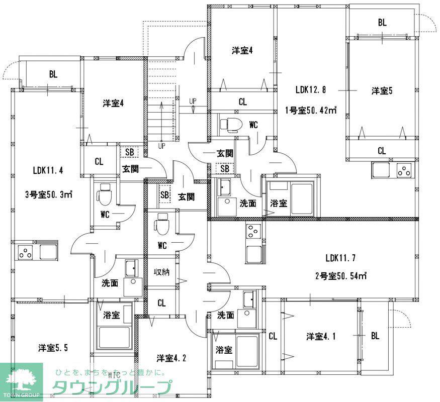 CALME HILLS高宮(2LDK/3階)の間取り写真