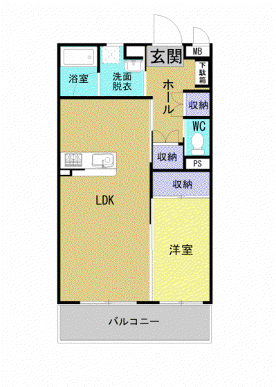 リバーサイド清音(1DK/3階)の間取り写真