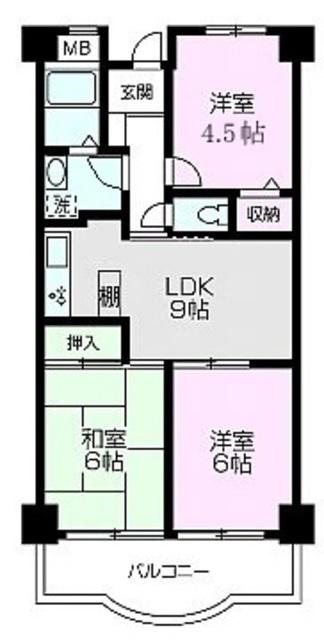 ウィステリア(3LDK/5階)の間取り写真