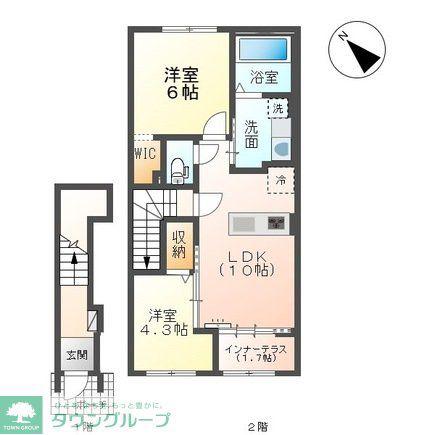 千葉市中央区大森町アパート(2LDK/2階)の間取り写真