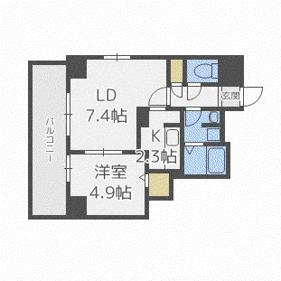 レジディア北2条イーストII(1LDK/3階)の間取り写真