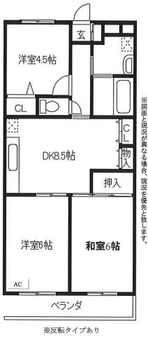 クレール給田(3DK/3階)の間取り写真
