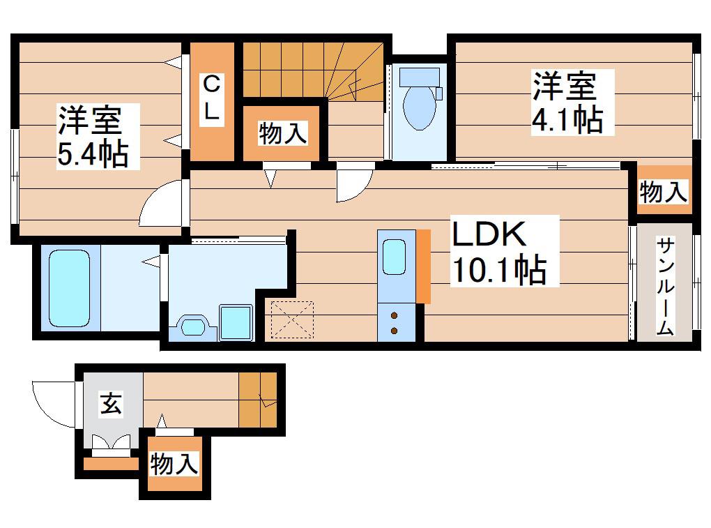 トータスV(2LDK/2階)の間取り写真