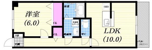 エンフォルド(1LDK/1階)の間取り写真