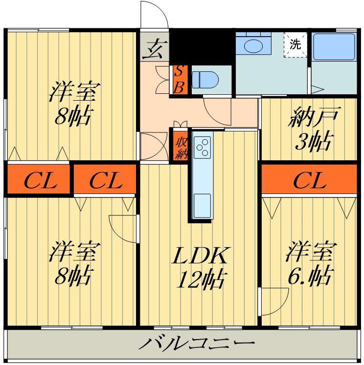 クローネ川口(3SLDK/5階)の間取り写真