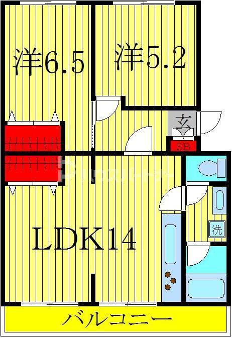 北柏シティハイツ(2LDK/3階)の間取り写真