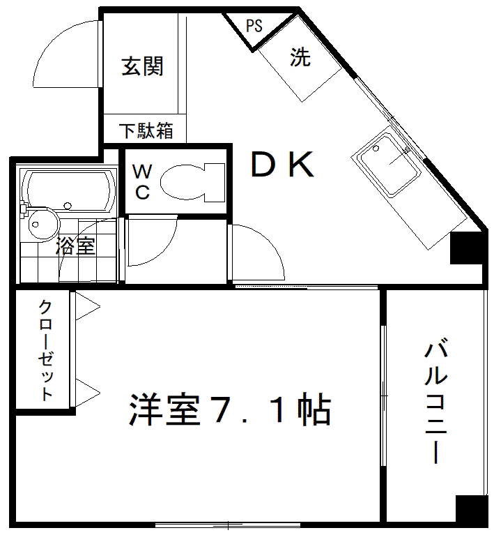 メゾン野火止(1K/4階)の間取り写真