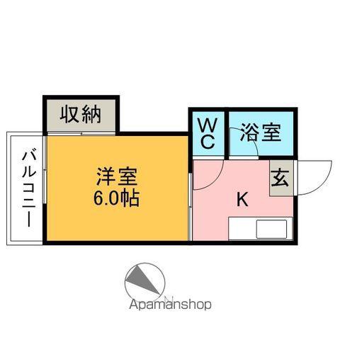 神谷アパート(1K/2階)の間取り写真