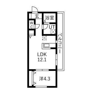 リトリート氷室(1LDK/3階)の間取り写真