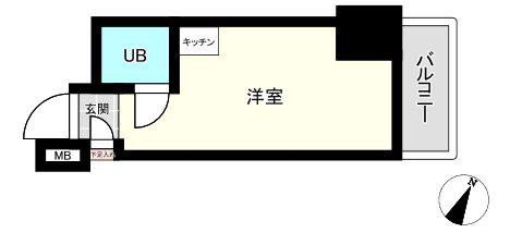 トップルーム新宿公園第2(ワンルーム/1階)の間取り写真