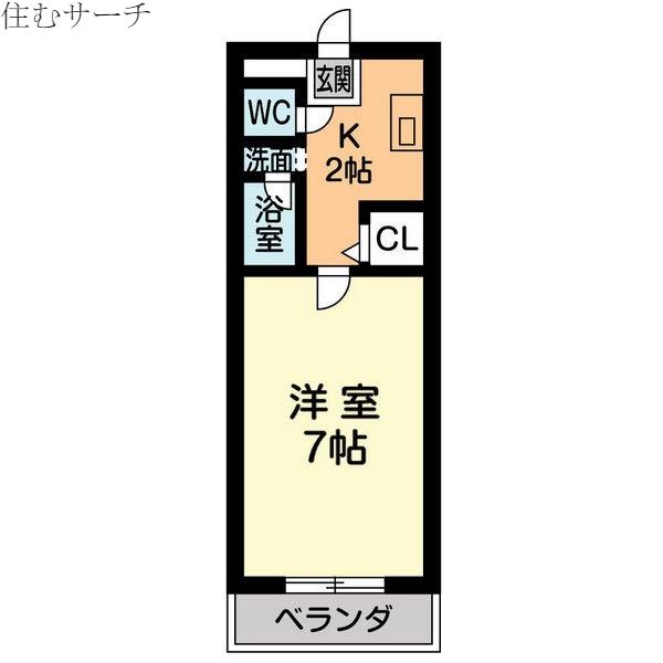 ベルサーヤ(1K/4階)の間取り写真