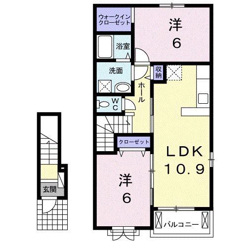 セレーノII(2LDK/2階)の間取り写真