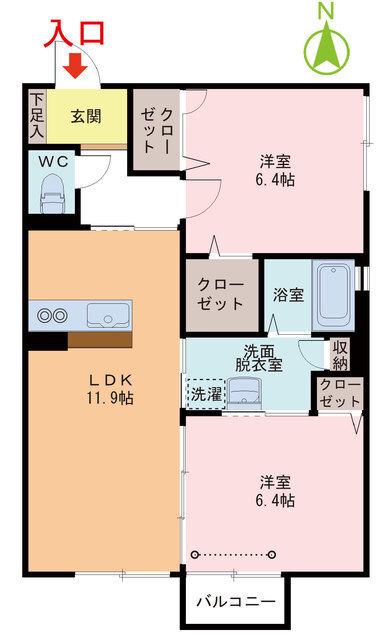 シャーメゾンE-CENTRE(2LDK/1階)の間取り写真