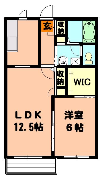 フィオーレII(1LDK/1階)の間取り写真