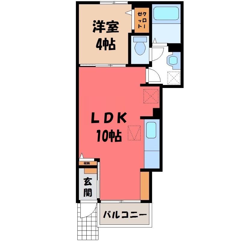 ラ・ナチュール I(1LDK/1階)の間取り写真